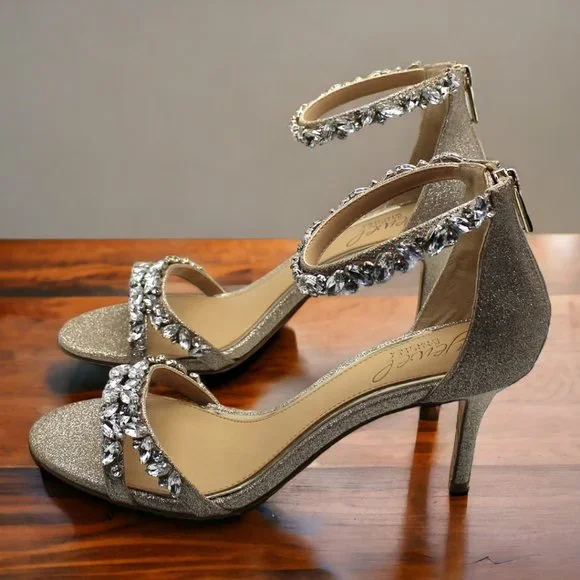 Jewel Badgley Mischka Caroline Embellished Ankle-Strap Evening Sandals (size 6.5 - Picture 3 of 7